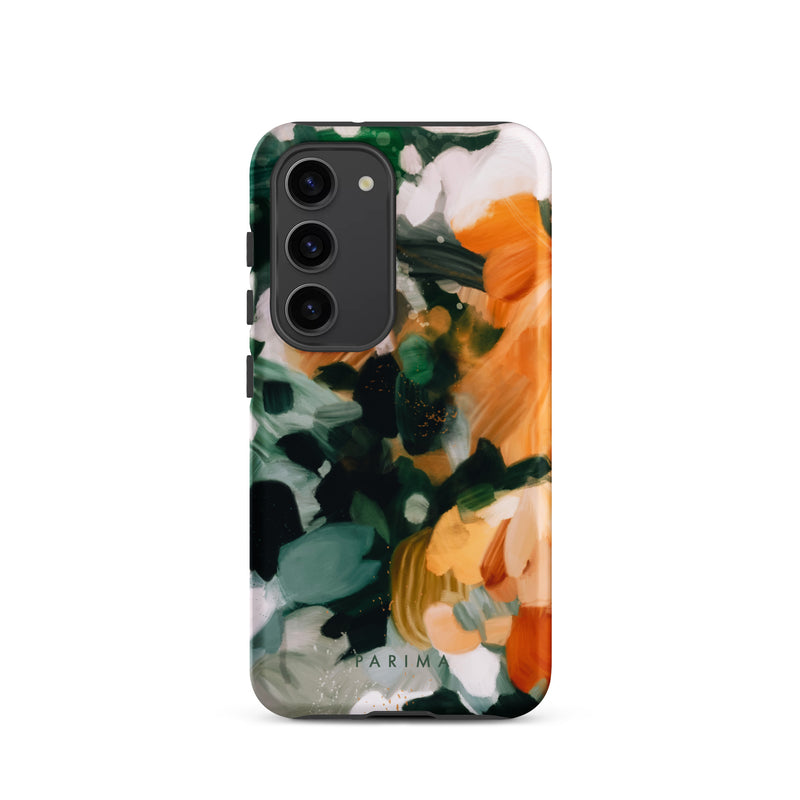 Aspen, green and orange abstract art on Samsung Galaxy S23 tough case by Parima Studio