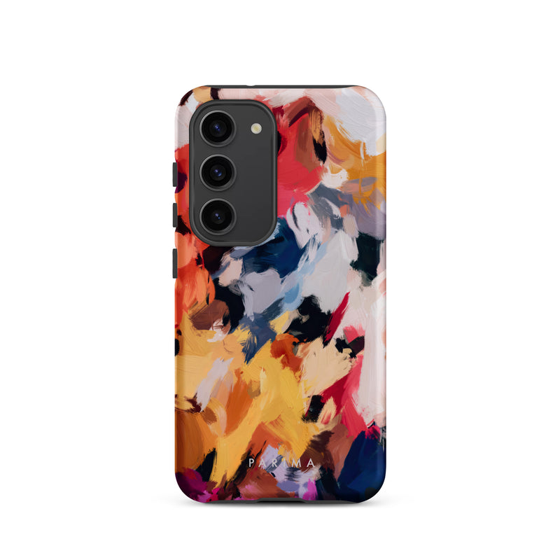 Wilde, blue and yellow multicolor abstract art on Samsung Galaxy S23 tough case by Parima Studio