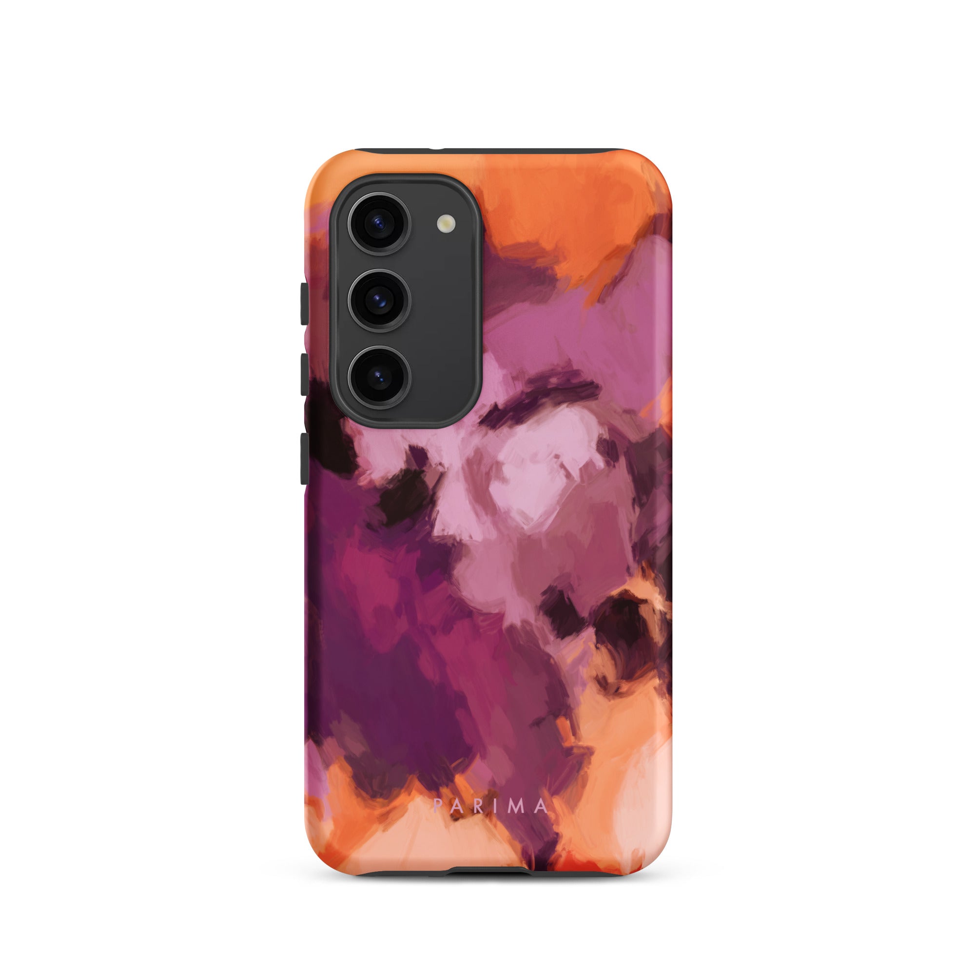 Lilac, purple and orange abstract art on Samsung Galaxy S23 tough case by Parima Studio