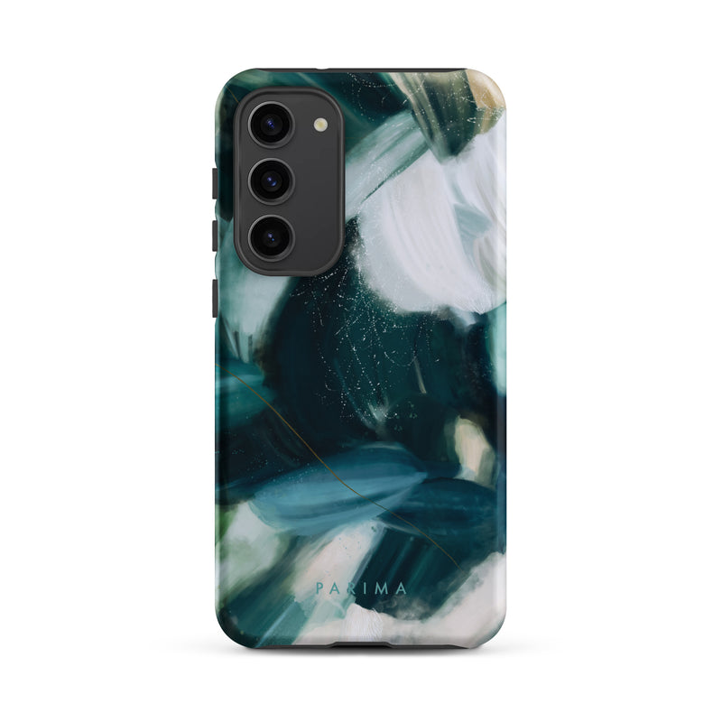 Caspian, blue and teal abstract art on Samsung Galaxy S23 Plus tough case by Parima Studio