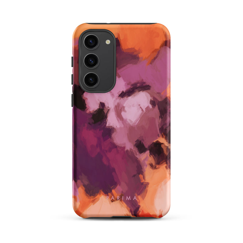Lilac, purple and orange abstract art on Samsung Galaxy S23 Plus tough case by Parima Studio