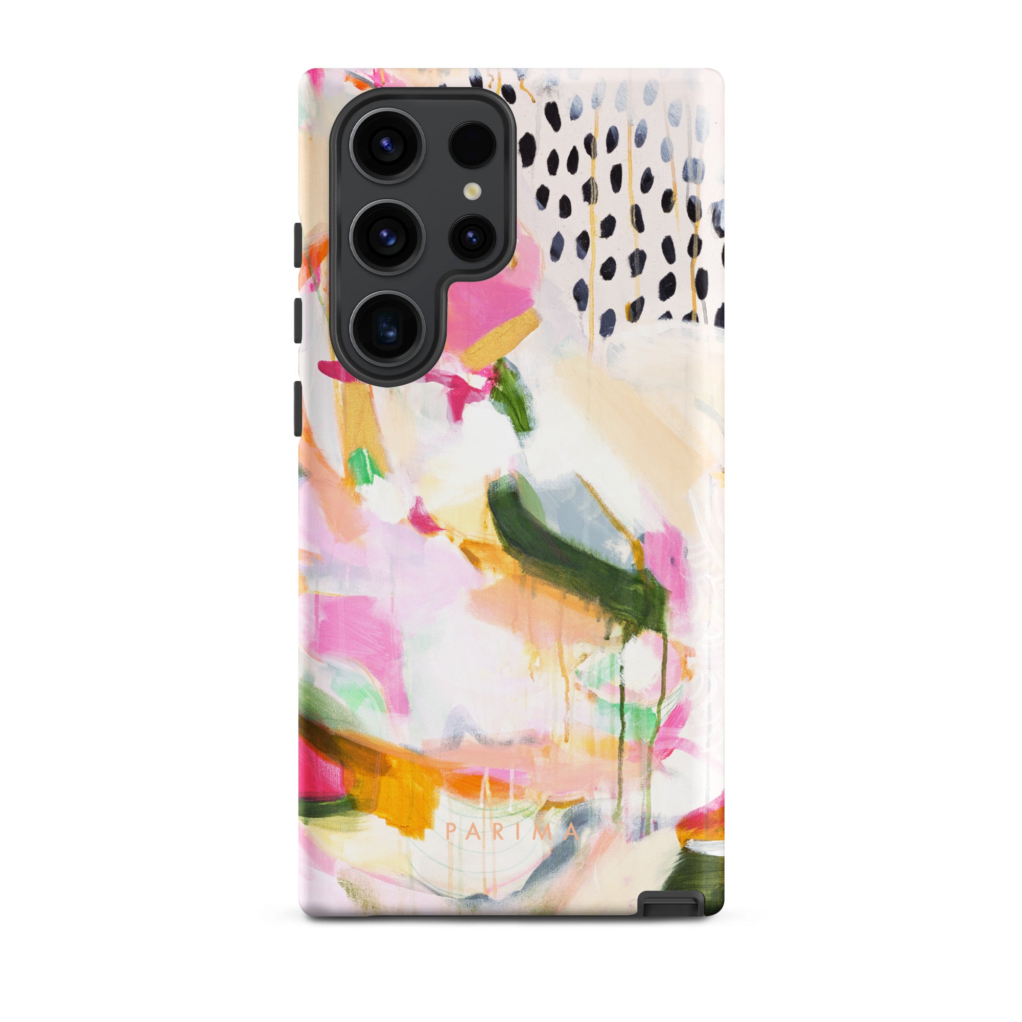 Adira, pink and green abstract art on Samsung Galaxy S23 Ultra tough case by Parima Studio