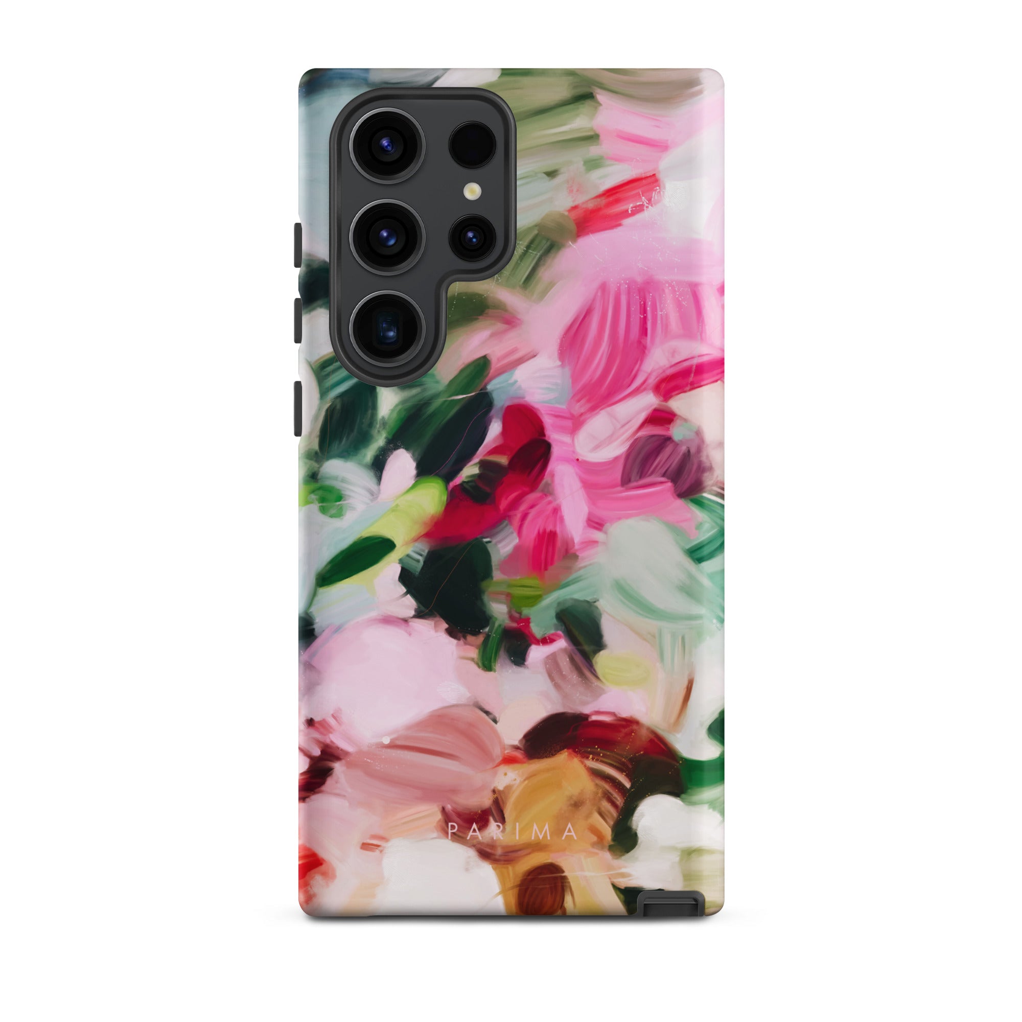 Bloom, pink and green abstract art on Samsung Galaxy S23 Ultra tough case by Parima Studio