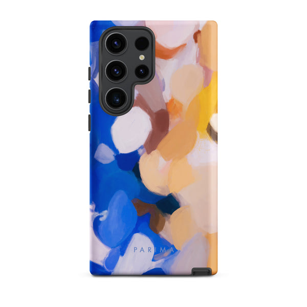 Bluebell, blue and yellow abstract art on Samsung Galaxy S23 Ultra tough case by Parima Studio