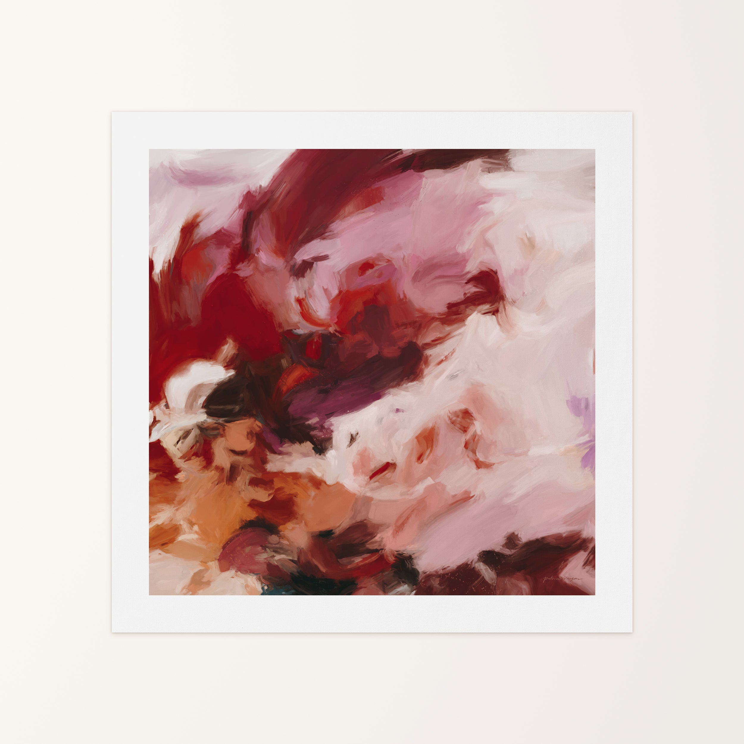 Whirlwind Romance, pink and red colorful abstract canvas wall art print by Parima Studio