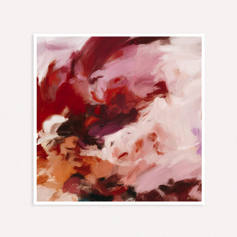 Whirlwind Romance, pink and red colorful abstract wall art print by Parima Studio