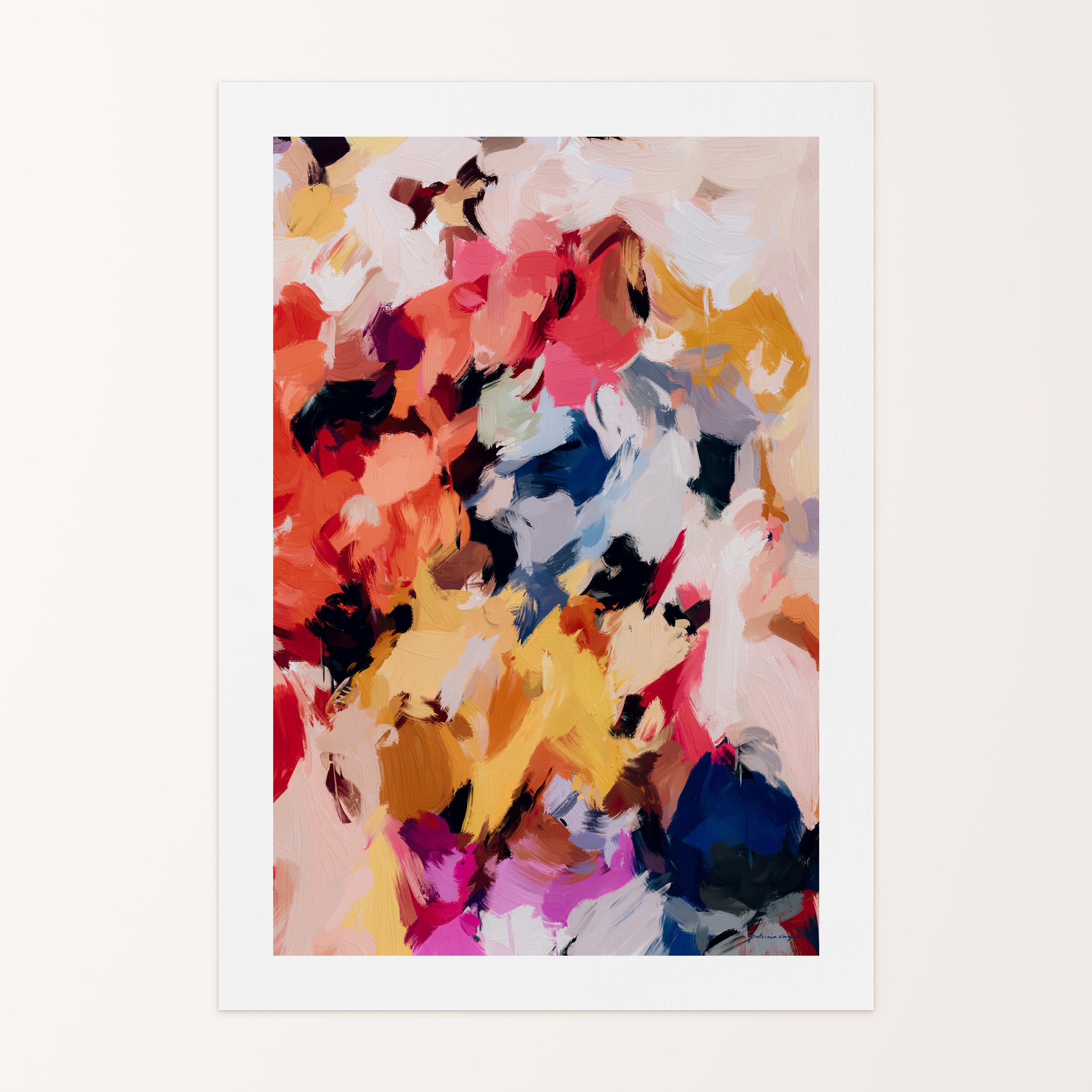Wilde, bright multicolor colorful abstract canvas wall art print by Parima Studio