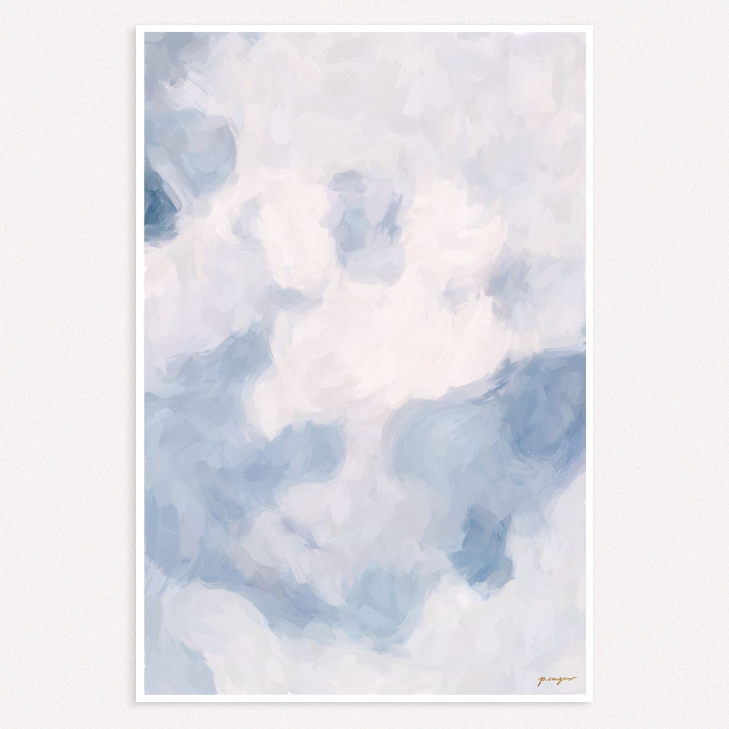 Winter, pale blue colorful abstract wall art print by Parima Studio