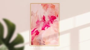Video of Florie, pink and orange colorful abstract wall art print by Parima Studio.