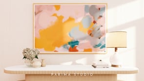 Video of Canary, yellow and blue colorful abstract wall art print by Parima Studio