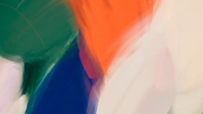 video of Anemone, bright blue and orange portrait abstract wall art print via Parima Studio