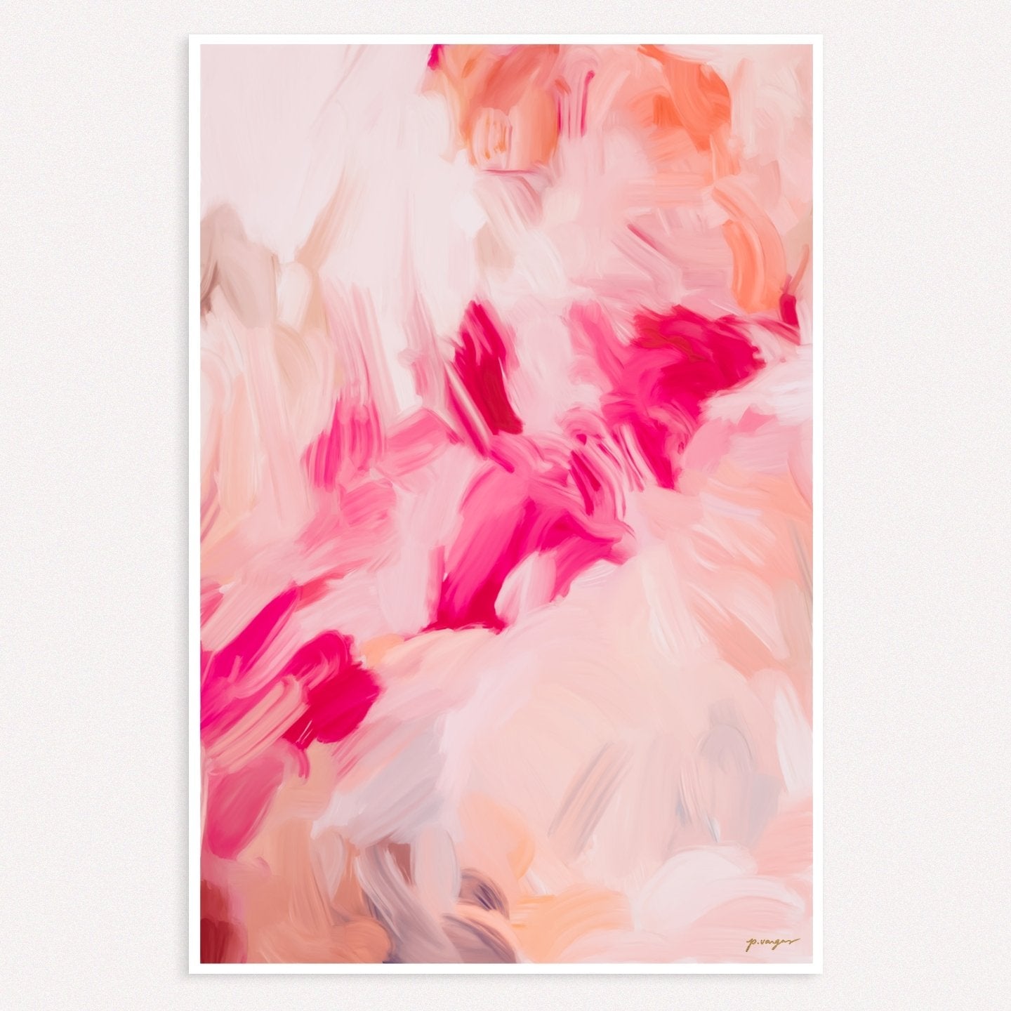 Florie, pink and orange colorful abstract wall art print by Parima Studio