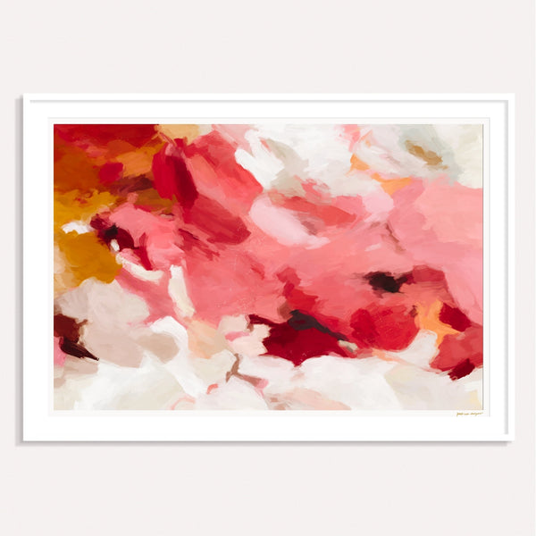 Apple, pink and red framed horizontal colorful abstract wall art print by Parima Studio