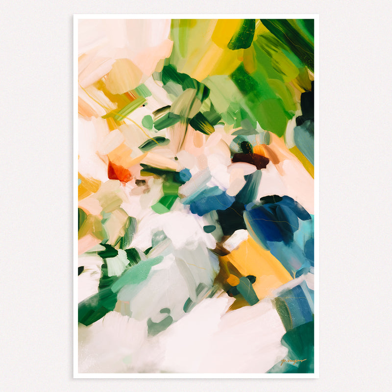 Birds of Paradise, colorful abstract art print by Parima Studio