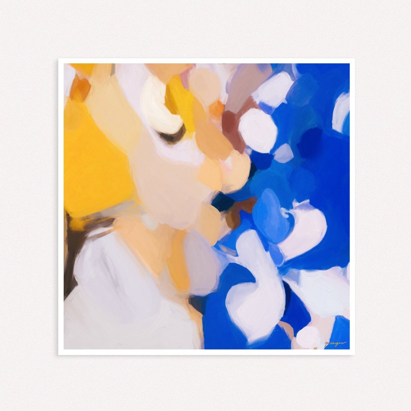 Bluebell I, blue and yellow abstract wall art print by Parima Studio