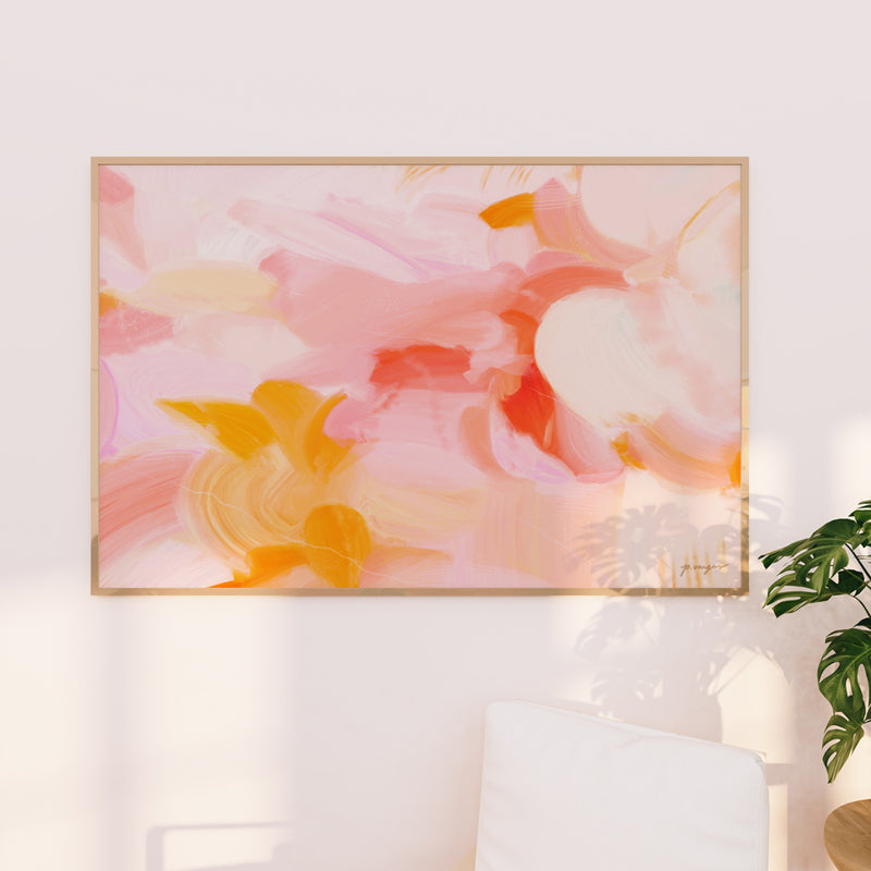 Blush - Large scale wall art - pink and yellow abstract art by Parima Studio - wall art prints