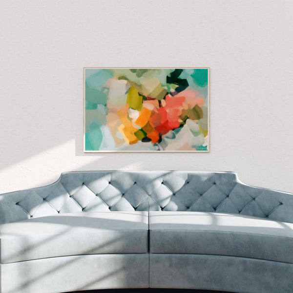 Summer of Peonies - bright multicolor wall art - abstract art print by Parima Studio Art for over couch