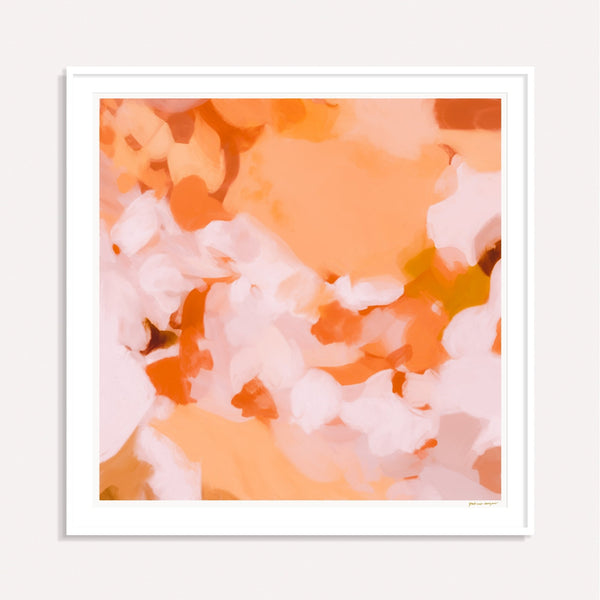 Clementine, orange framed square colorful abstract wall art print by Parima Studio