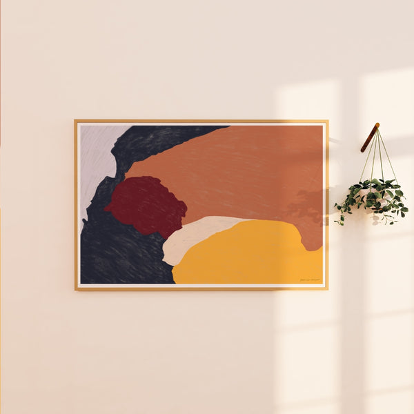 Color Field No.10, brown and yellow, colorful abstract wall art print by Parima Studio. Oversize art for living room