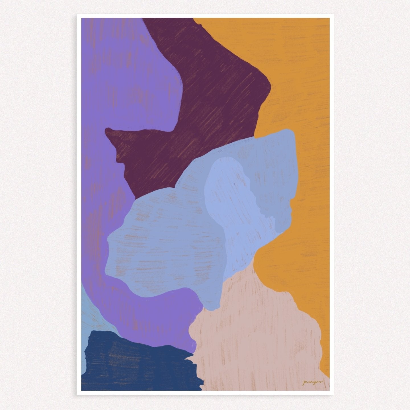 Color Field No.4, purple, blue and yellow colorful abstract wall art print by Parima Studio