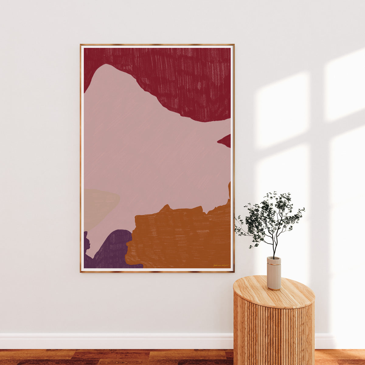 Color Field No.5, red and pink colorful abstract wall art print by Parima Studio. Oversize art for large wall space in living room