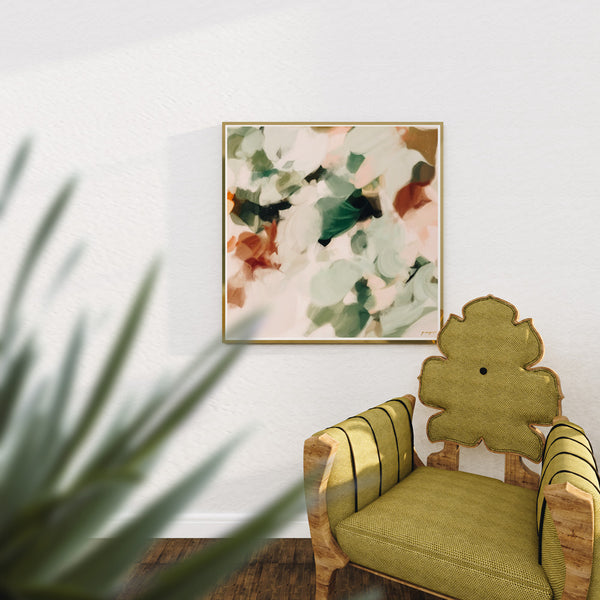 Dione, square abstract art - mint green wall art - muted green art print in living room by Parima Studio - Patricia Vargas