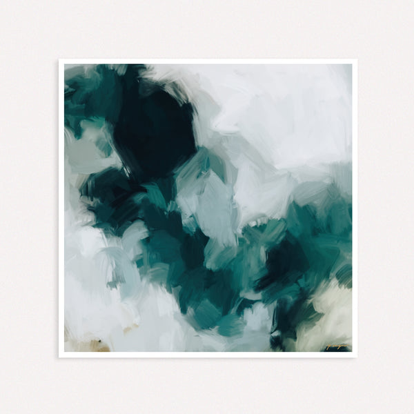 Echo, emerald green colorful abstract wall art print by Parima Studio