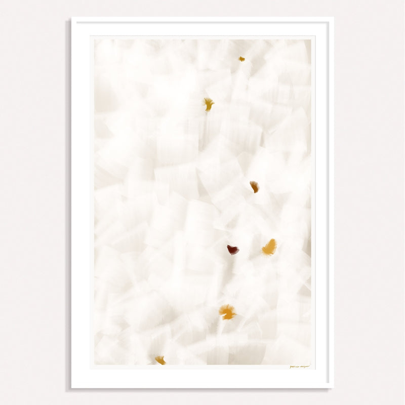 In Flight No.13, grey and yellow framed vertical colorful abstract wall art print by Parima Studio