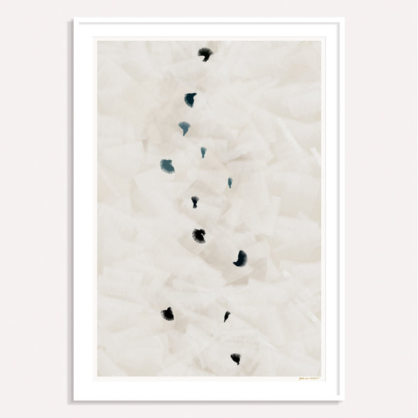 In Flight No.16, grey and blue framed vertical colorful abstract wall art print by Parima Studio
