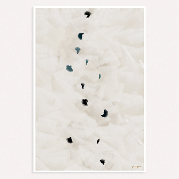 In Flight No.16, grey and blue colorful abstract wall art print by Parima Studio