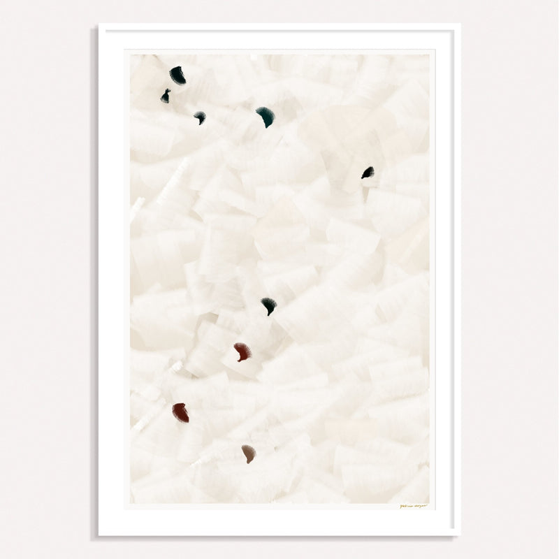 In Flight No.18, grey and brown framed vertical colorful abstract wall art print by Parima Studio