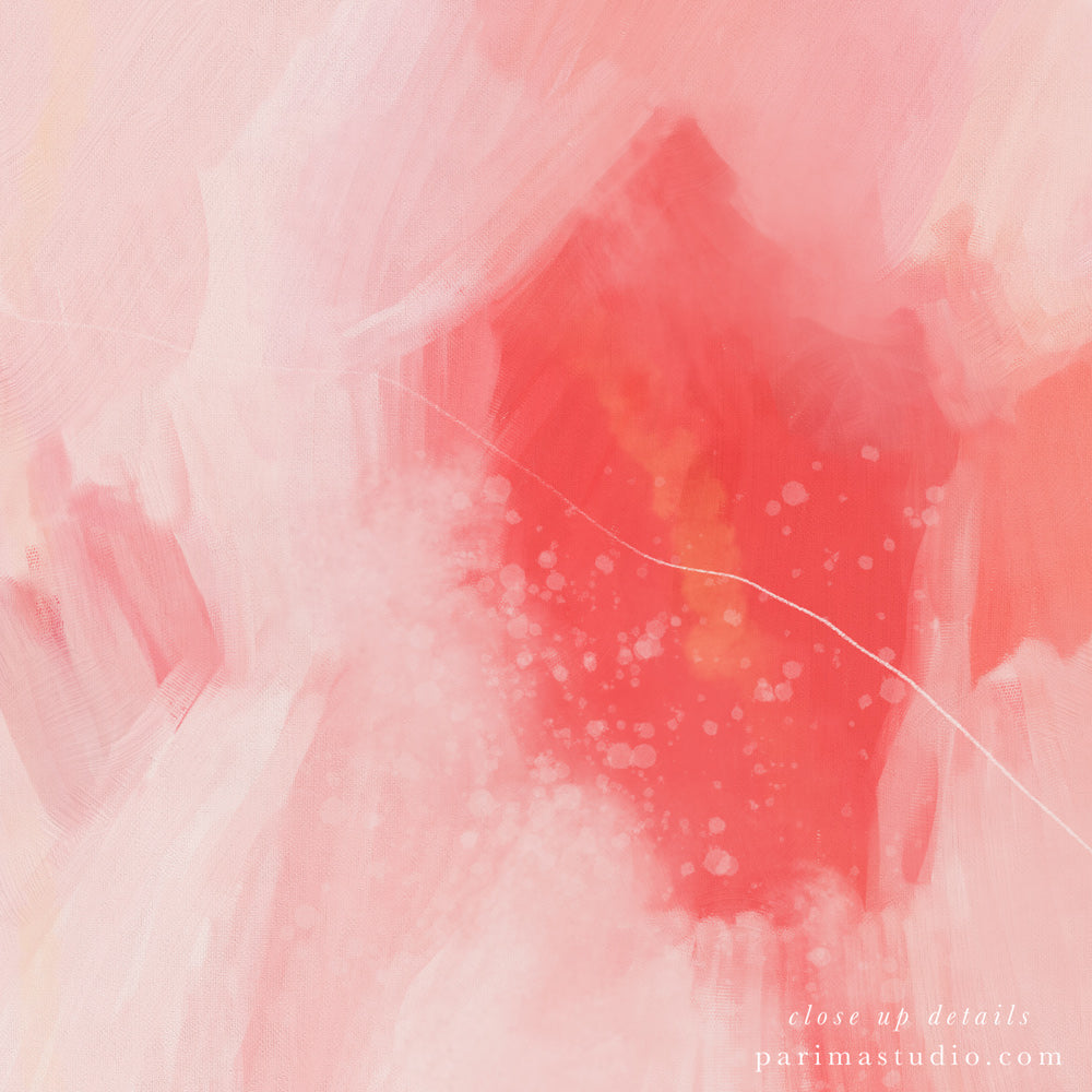Close up of In Pink, large abstract art print by Parima Studio - Square wall art