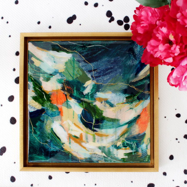 "lily" abstract painting by Parima Studio #art, acrylic on cradled wood panel and encased in resin