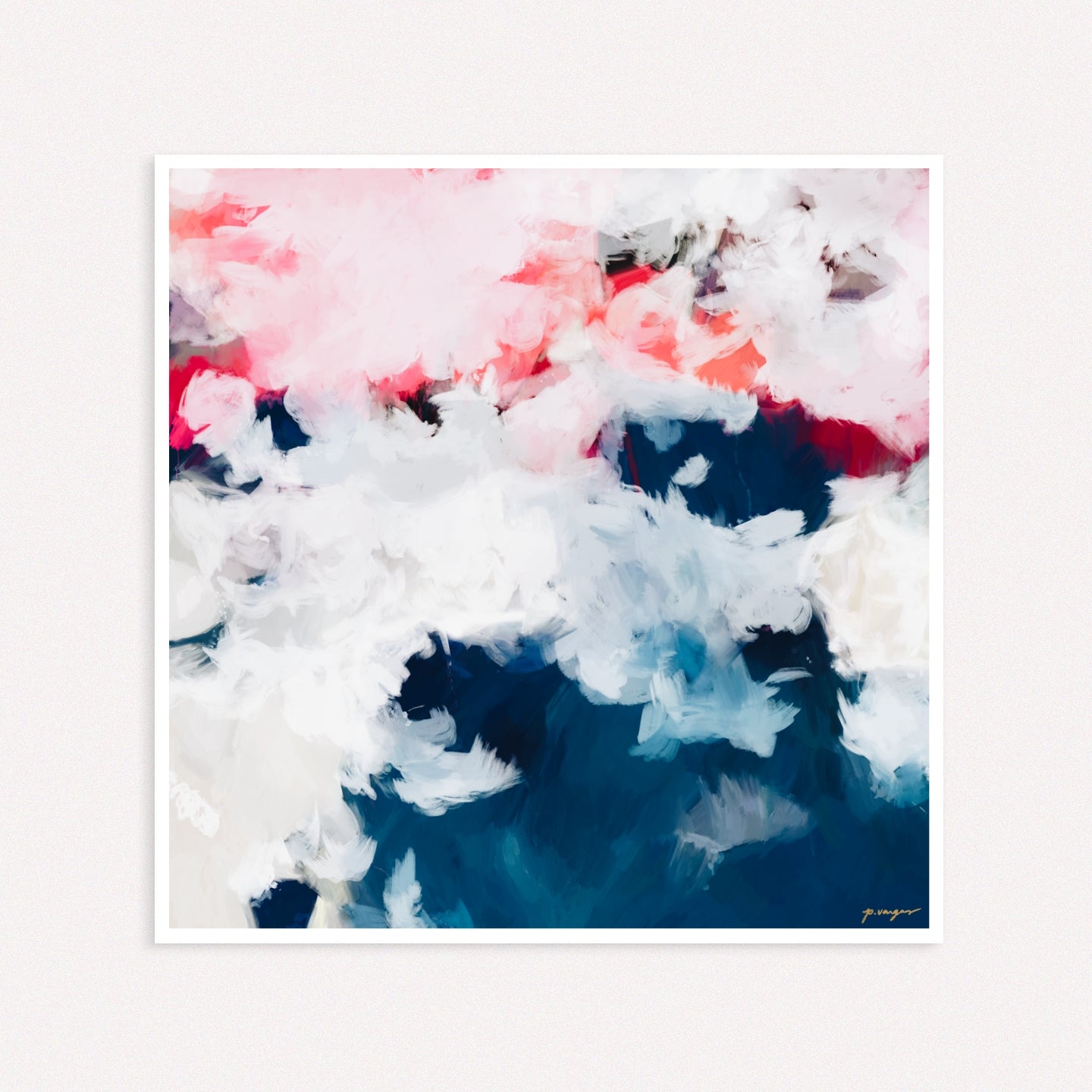 Oceane, blue and pink colorful abstract wall art print by Parima Studio