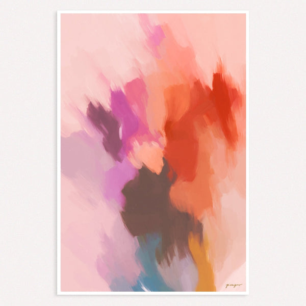 Plum, purple and pink colorful abstract art print by Parima Studio