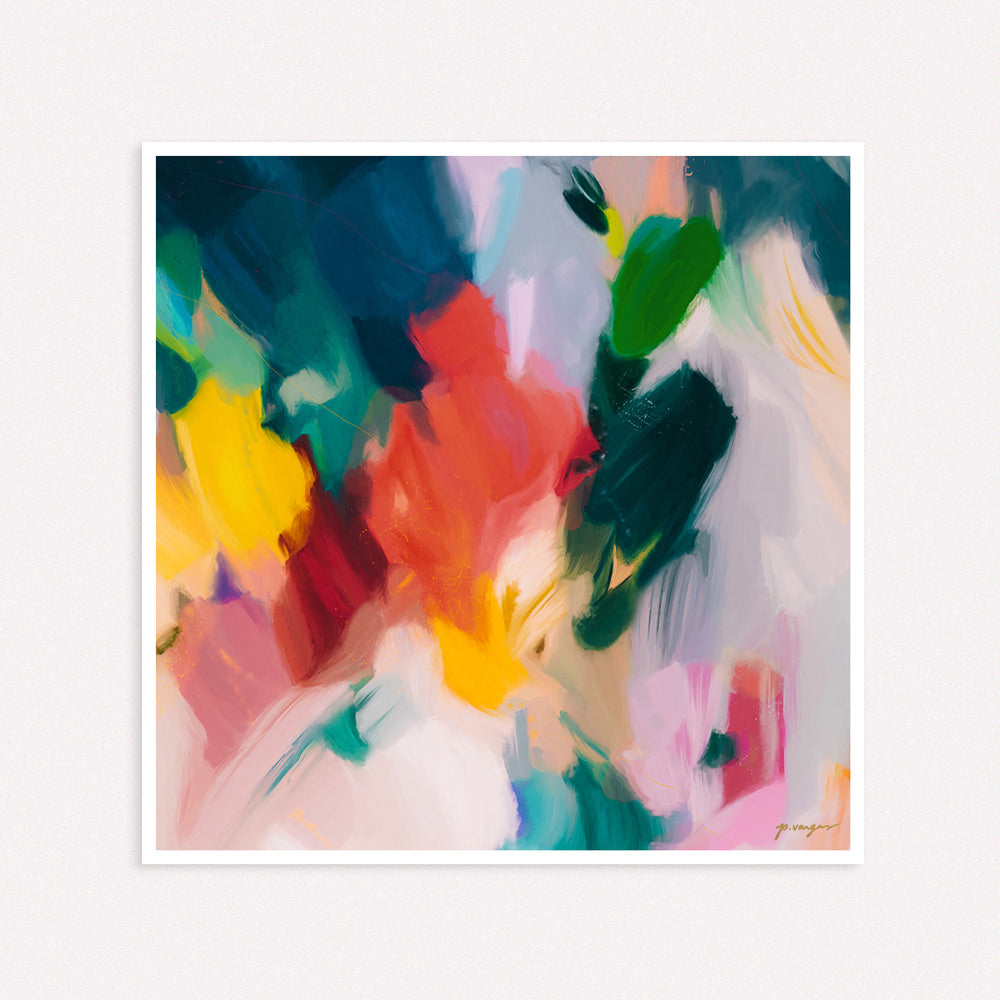 Pomme, colorful abstract wall art print - square art  by Parima Studio