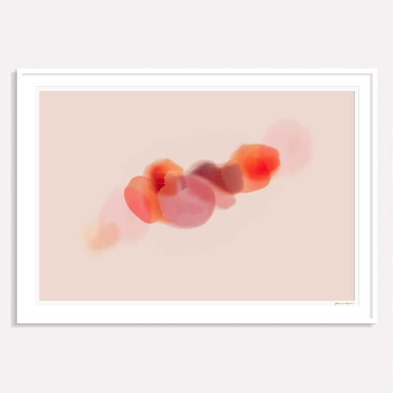 Prismatic No.1, pink and orange framed horizontal colorful abstract wall art print by Parima Studio
