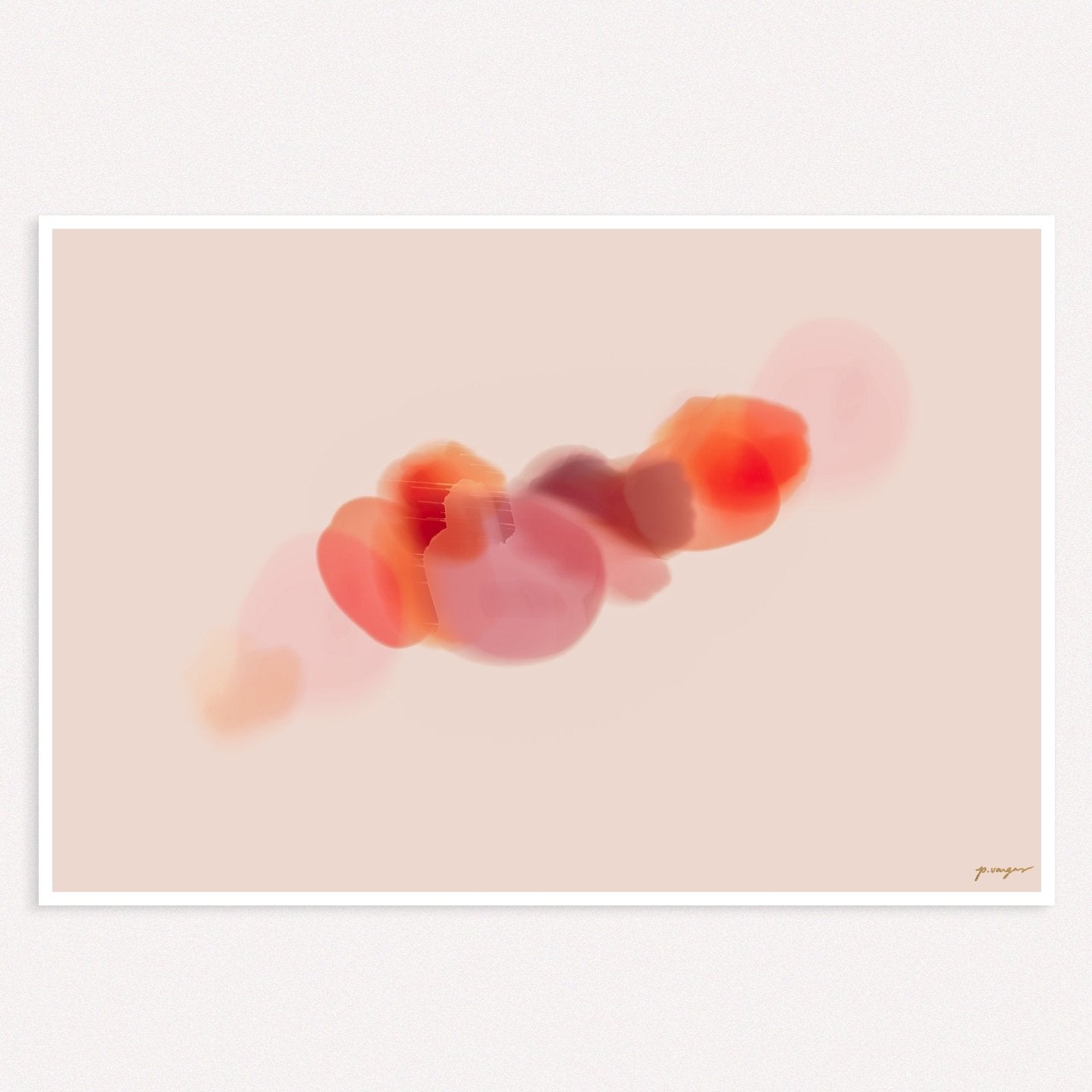 Prismatic No.1, Horizontal, pink and orange colorful abstract wall art print by Parima Studio