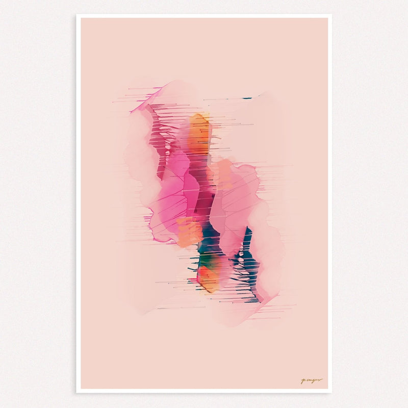 Prismatic No.3, pink and blue colorful abstract wall art print by Parima Studio