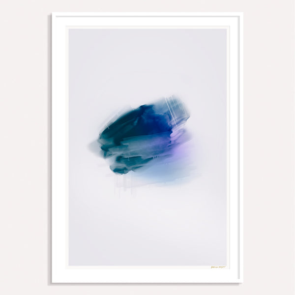 Prismatic No.4, blue framed vertical colorful abstract wall art print by Parima Studio