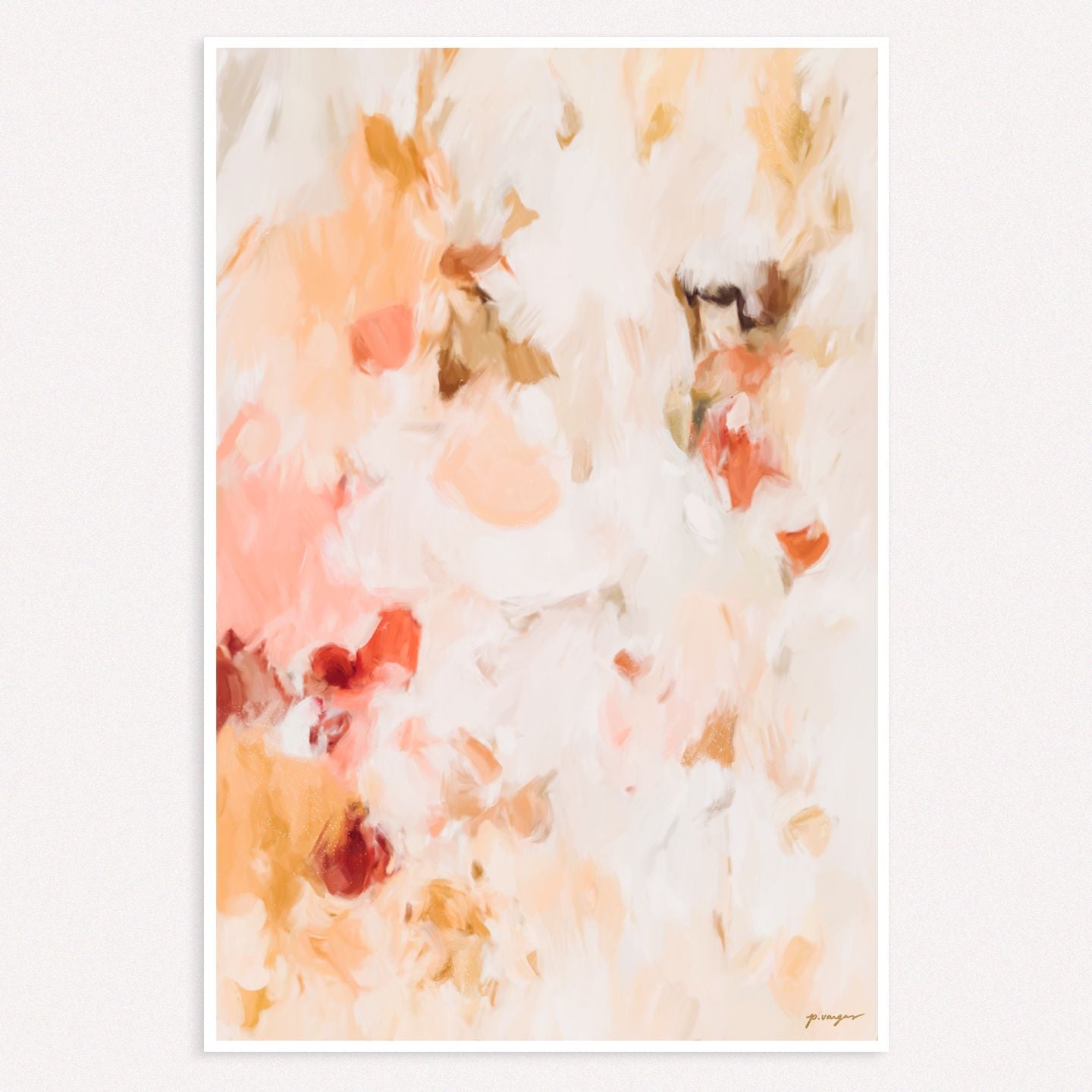 Rosae, pink and orange colorful abstract wall art print by Parima Studio