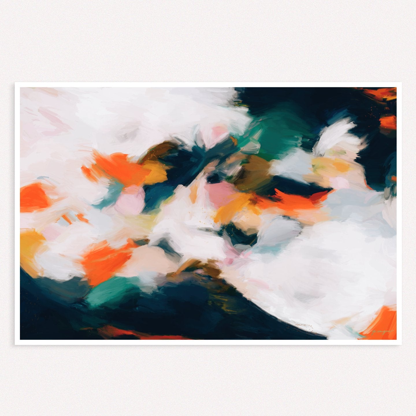 West, blue and orange colorful abstract wall art print by Parima Studio