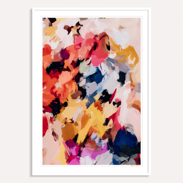 Wilde, multicolor framed vertical colorful abstract wall art print by Parima Studio